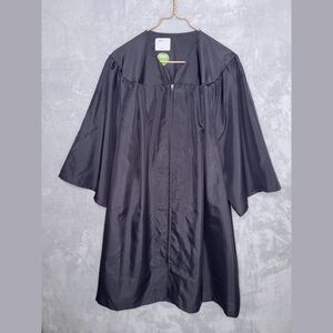 HERFF JONES 4’11” - 5’ Black Recycled Material Graduation Gown 39" Full Zip